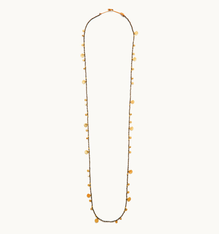 long pyrite necklace