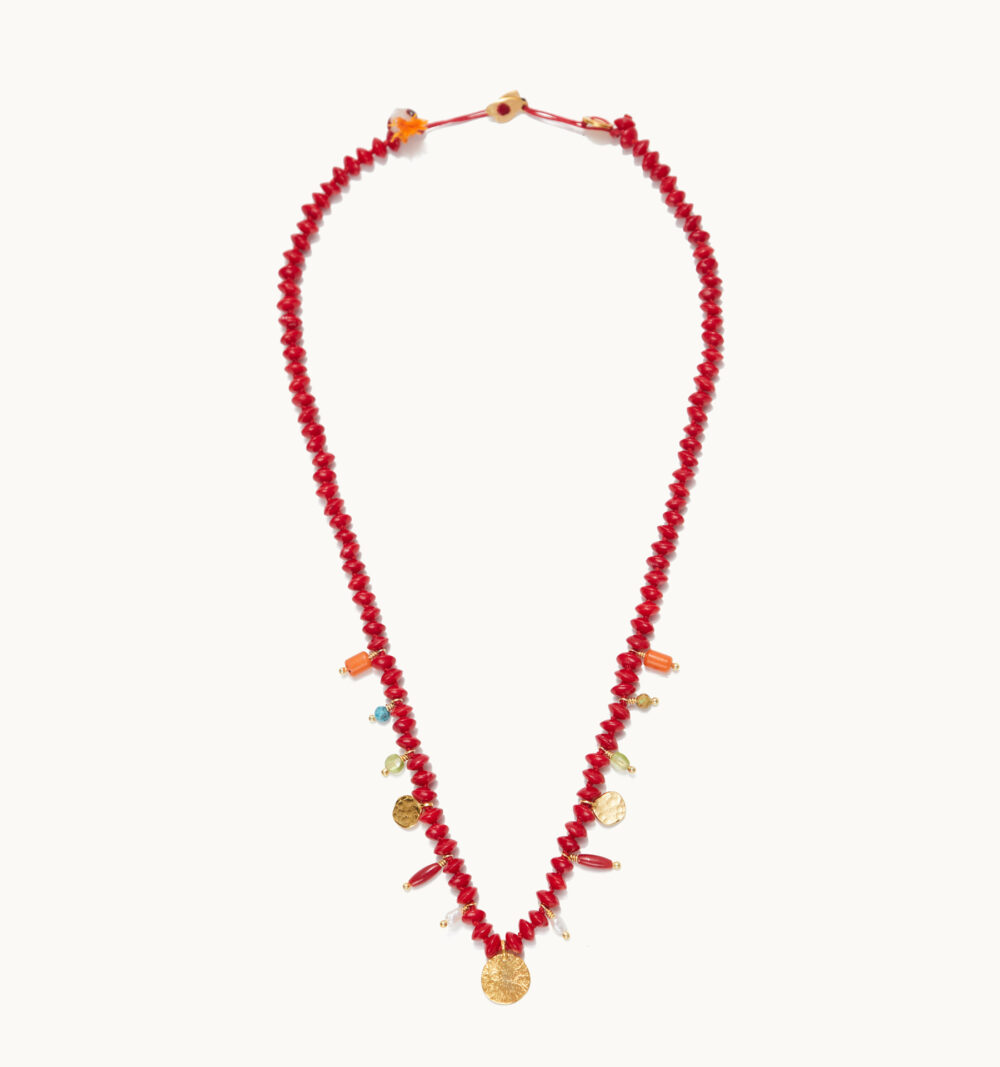 coral jade short necklace
