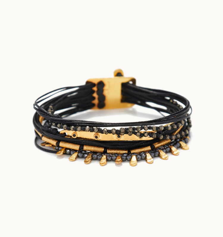 black multi line bracelet