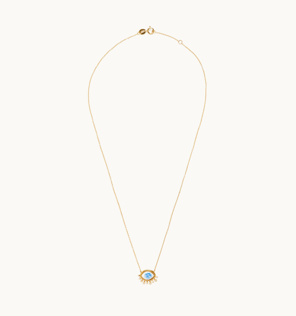 short pendant with white diamonds and enamel